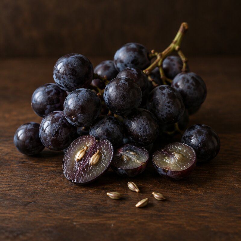 Dark grapes with seeds