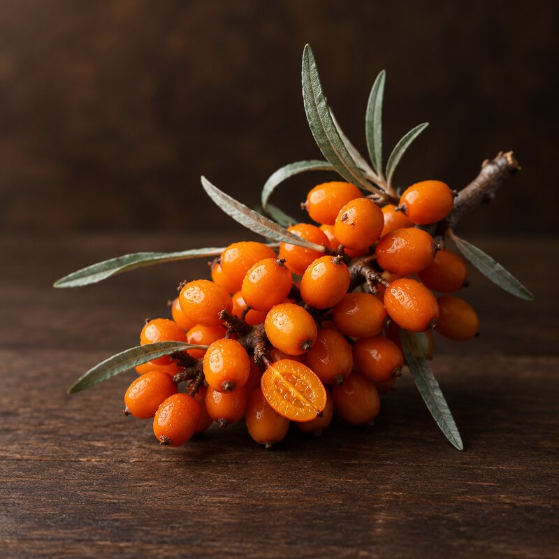 Sea buckthorn berries on the branch